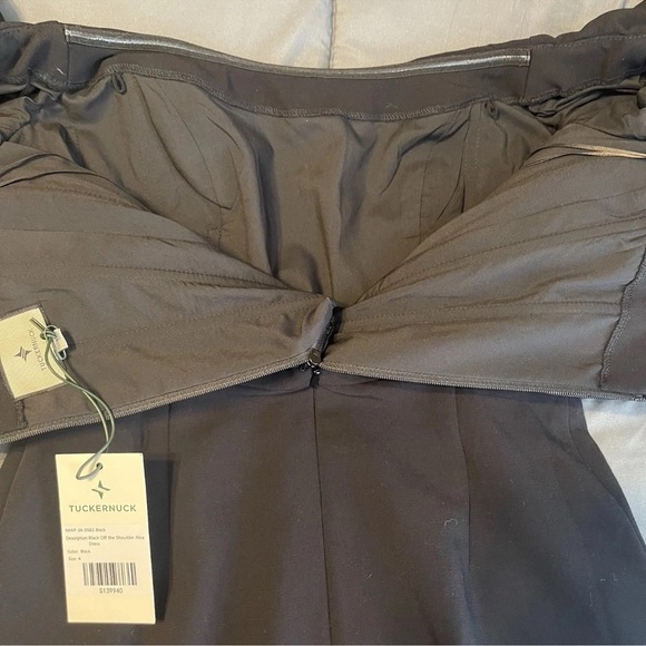 NWT Tuckernuck Black Off the Shoulder Alva Midi Sheath Dress Size 4 Formal Chic - Picture 3 of 12